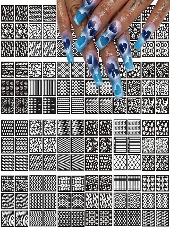 ASVNRES Airbrush Stencils Nail Stickers for Nails, 20 Sheets Heart Butterfly Flower Moon Stars Hollow French Art Sticker Decals Printing Templates Stencil Tool Manicure Tips DIY Decorations (20) - Image 1